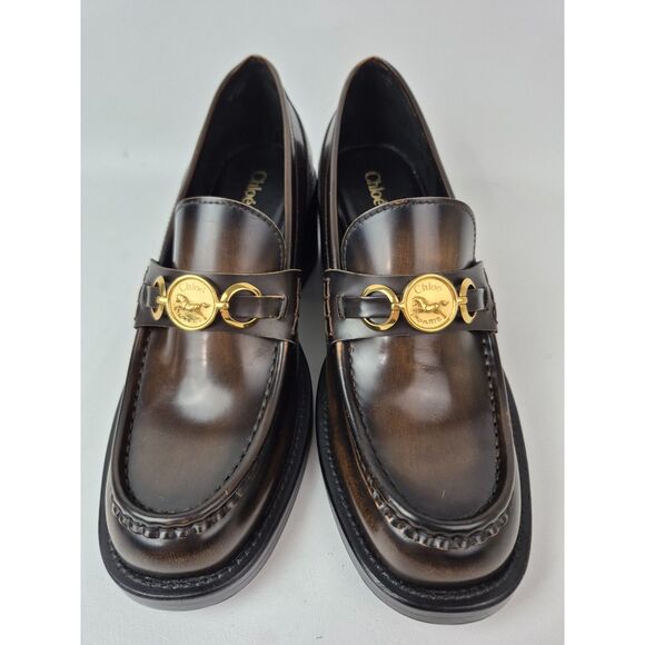 Chloé Women's Oak Brown Dakota Patent Loafer Loafer Pumps Size 40 Chloe - Picture 3 of 6